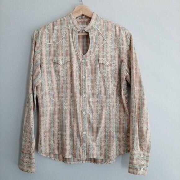 PANHANDLE SLIM | Western Floral Plaid Check Button Down Shirt Women's M - Picture 1 of 8